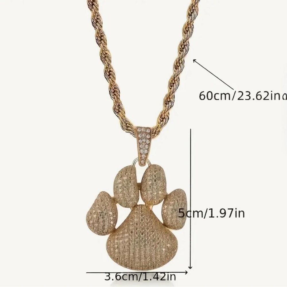 🐾 Paw Love Necklace Pendant With Zirconia 💎 - Picture 6 of 6